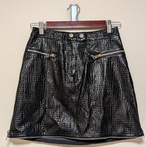 I.AM.GIA Black Snake Textured Zip Mini Skirt – Size S